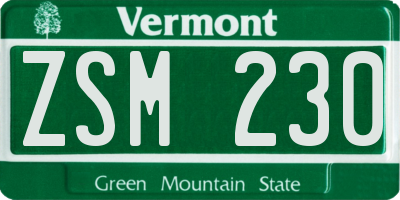 VT license plate ZSM230