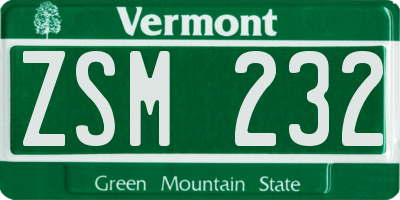 VT license plate ZSM232