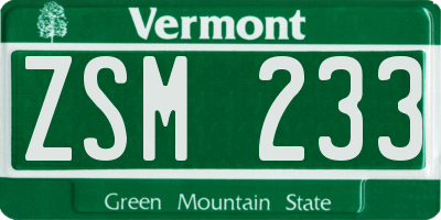 VT license plate ZSM233