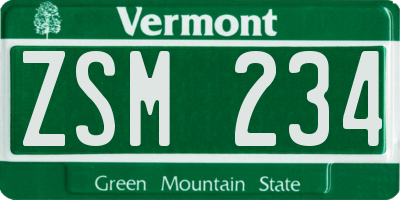 VT license plate ZSM234