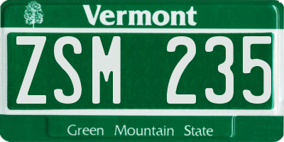 VT license plate ZSM235