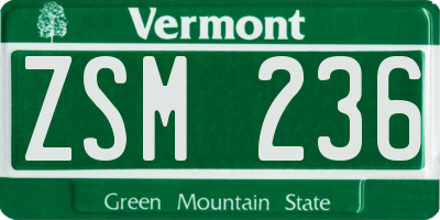 VT license plate ZSM236
