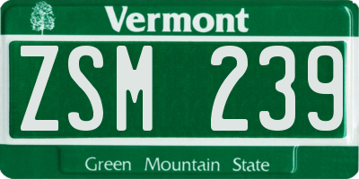VT license plate ZSM239