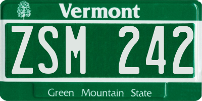VT license plate ZSM242