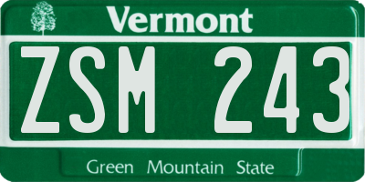 VT license plate ZSM243