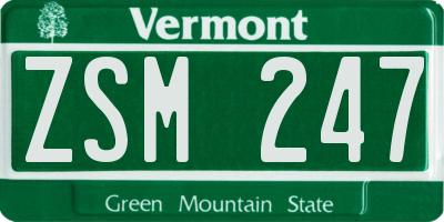 VT license plate ZSM247