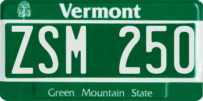 VT license plate ZSM250