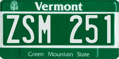 VT license plate ZSM251