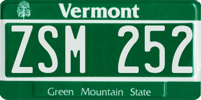 VT license plate ZSM252