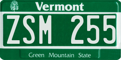 VT license plate ZSM255