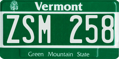 VT license plate ZSM258