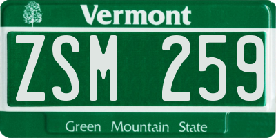 VT license plate ZSM259