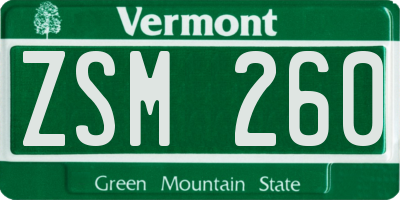 VT license plate ZSM260