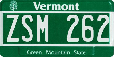VT license plate ZSM262