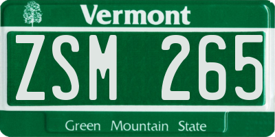 VT license plate ZSM265