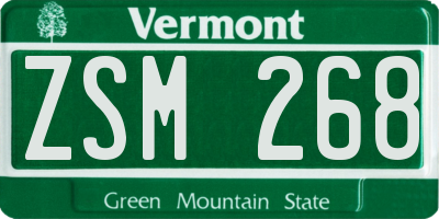VT license plate ZSM268