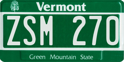 VT license plate ZSM270