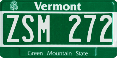 VT license plate ZSM272