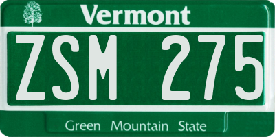 VT license plate ZSM275