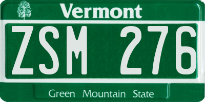 VT license plate ZSM276