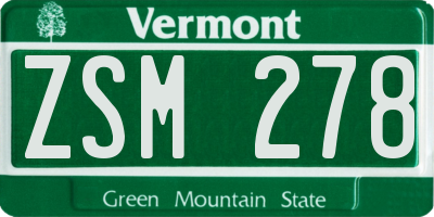 VT license plate ZSM278