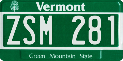 VT license plate ZSM281