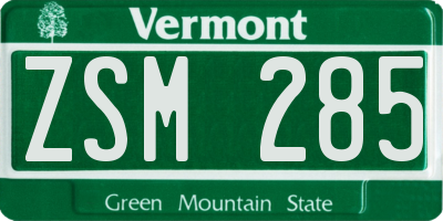VT license plate ZSM285