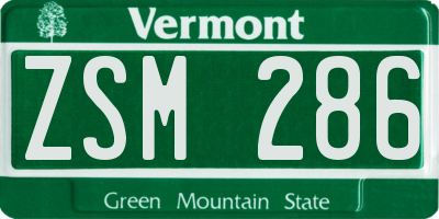 VT license plate ZSM286
