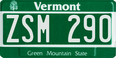 VT license plate ZSM290