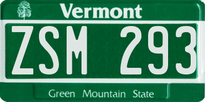 VT license plate ZSM293