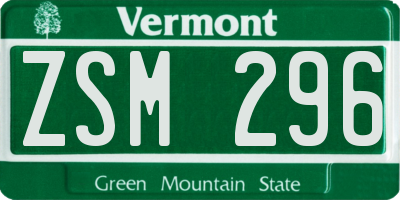 VT license plate ZSM296