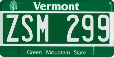 VT license plate ZSM299