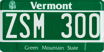 VT license plate ZSM300