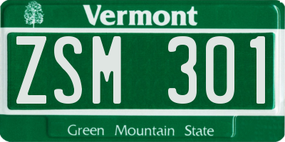 VT license plate ZSM301