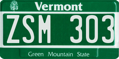 VT license plate ZSM303