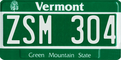 VT license plate ZSM304