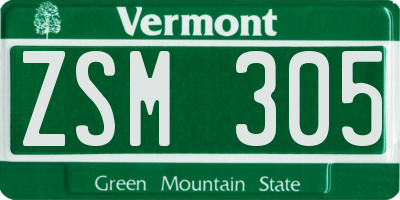 VT license plate ZSM305