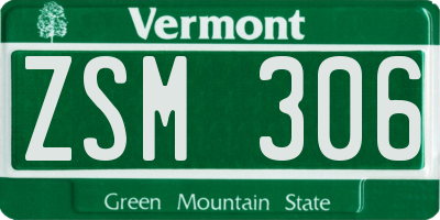VT license plate ZSM306
