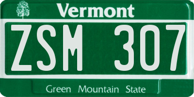 VT license plate ZSM307