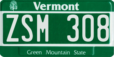 VT license plate ZSM308