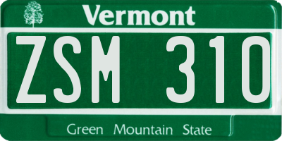 VT license plate ZSM310