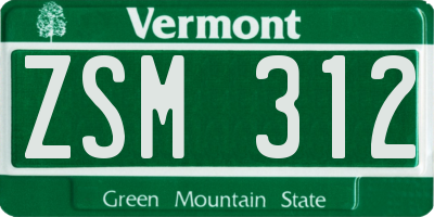 VT license plate ZSM312