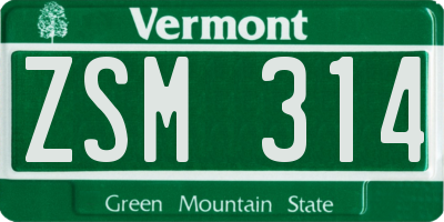 VT license plate ZSM314