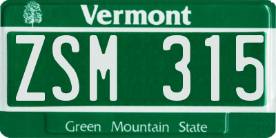 VT license plate ZSM315