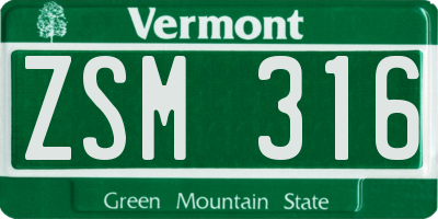VT license plate ZSM316