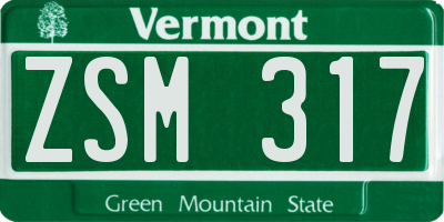 VT license plate ZSM317