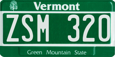 VT license plate ZSM320