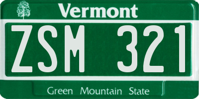 VT license plate ZSM321