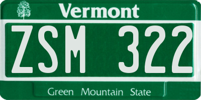VT license plate ZSM322