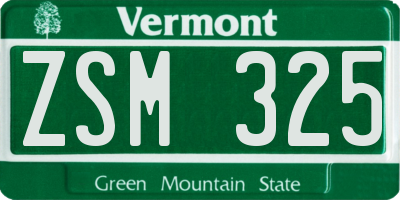 VT license plate ZSM325